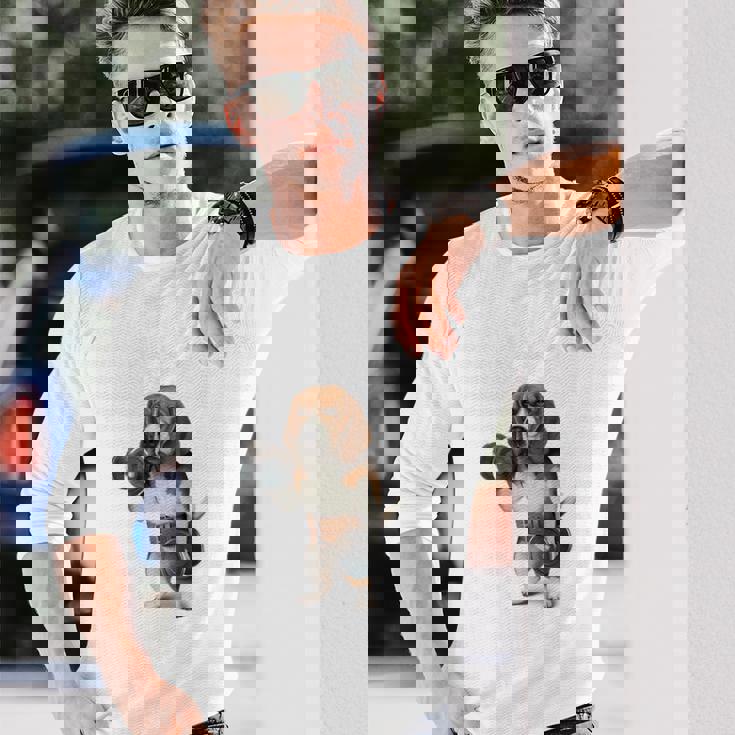 ビーグル 犬 ダンベル 筋トレ 筋肉 ワークアウト ジム 長袖Tシャツ 彼への贈り物