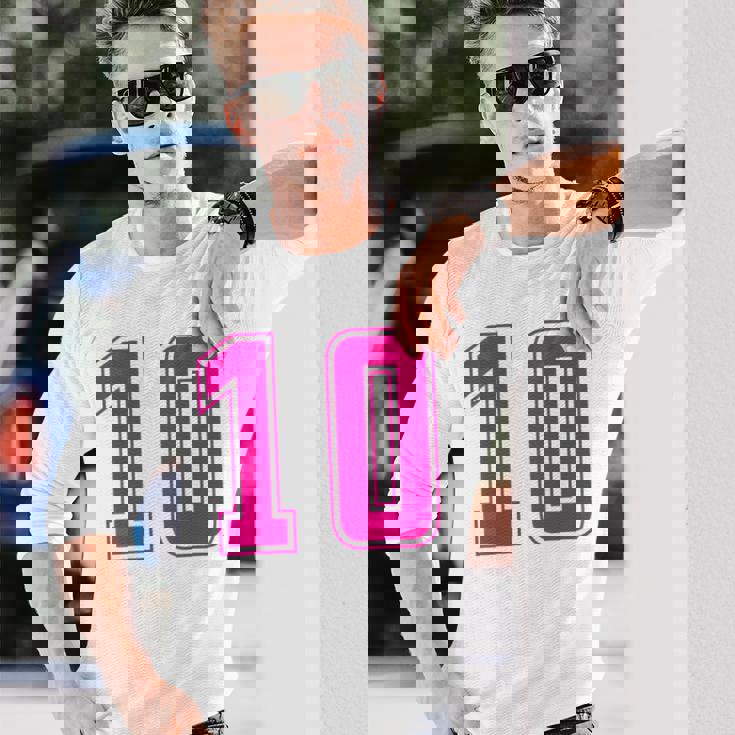 ピンク色背番号 10 チーム短大スポーツピンク色背番号付きユニフォーム 長袖Tシャツ 彼への贈り物