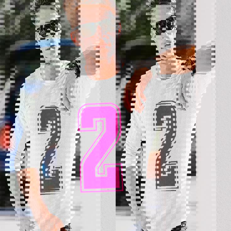 ピンク色背番号 2 チーム短大スポーツピンク色背番号付きユニフォーム 長袖Tシャツ 彼への贈り物