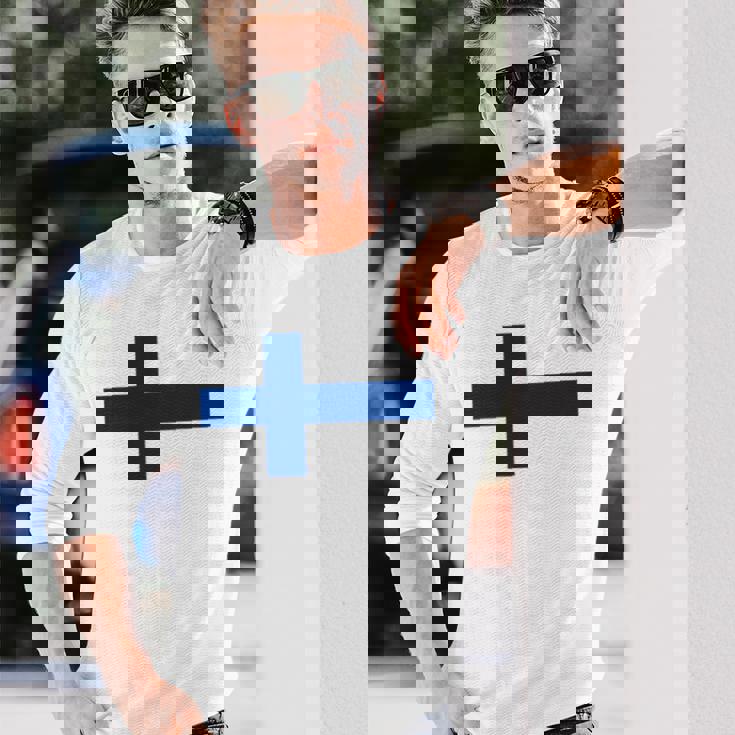 フィンランド国旗 ノルディック クロス 長袖Tシャツ 彼への贈り物