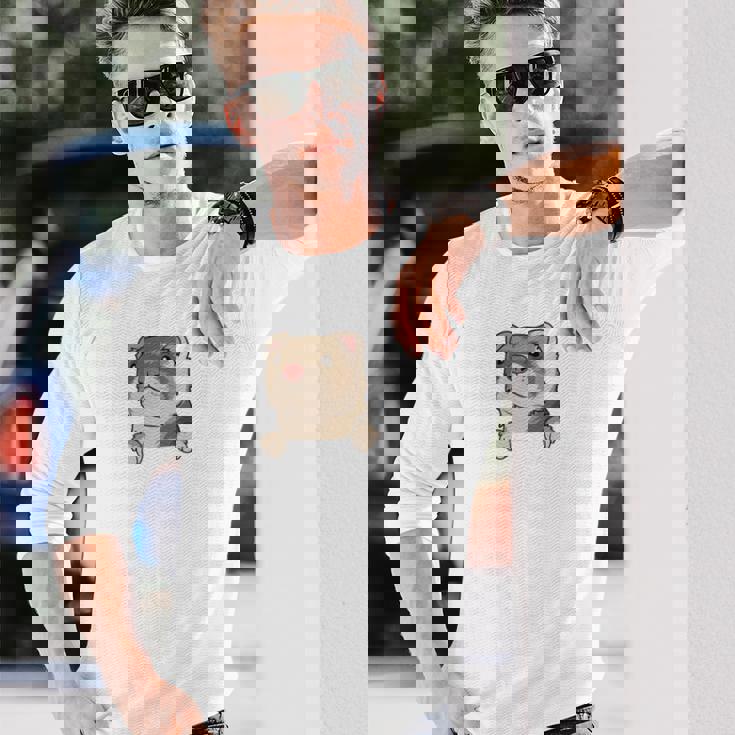 フェレット・イン・ア・ポケット ペット ファニー フェレット 長袖tシャツ 長袖Tシャツ 彼への贈り物