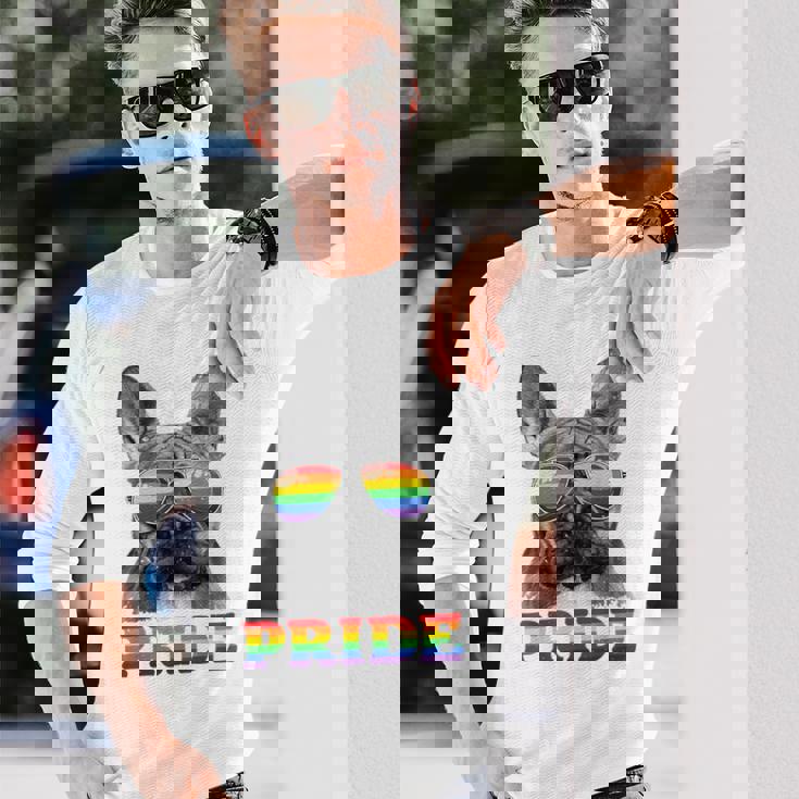 フレンチブルドッグ ゲイプライド Lgbt レインボーフラッグ サングラス Lgbtq 長袖Tシャツ 彼への贈り物