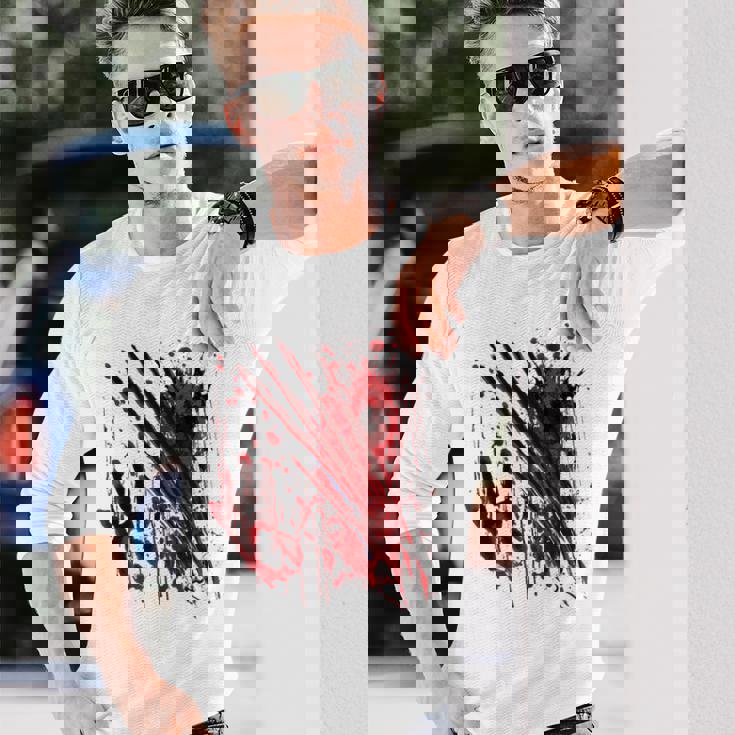 ブラッドシャツ ブラッディスプラッター ハロウィン 血 ステンド グラフィック 長袖Tシャツ 彼への贈り物