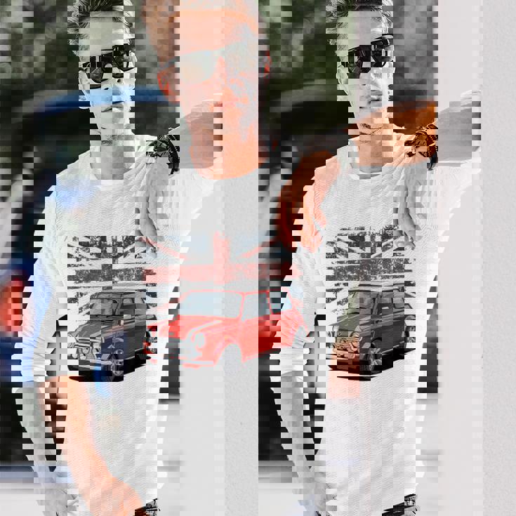 ブリティッシュクラシックカー レッドミニスポーツカー 長袖Tシャツ 彼への贈り物