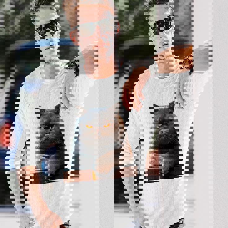 ブリティッシュショートヘア猫猫ママ猫ママかわいい猫 長袖tシャツ 長袖Tシャツ 彼への贈り物