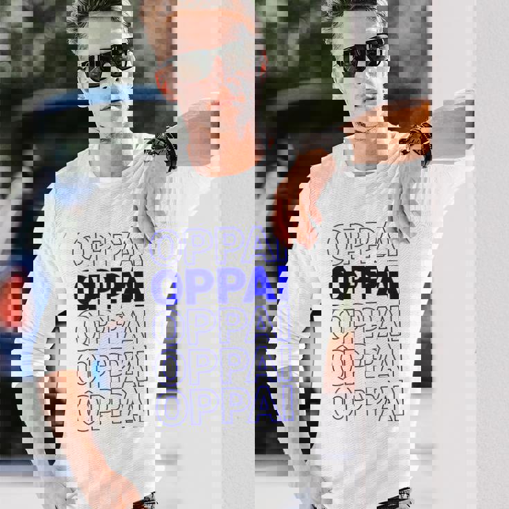 ブルーオッパイの言葉 面白いアニメ漫画 長袖Tシャツ 彼への贈り物