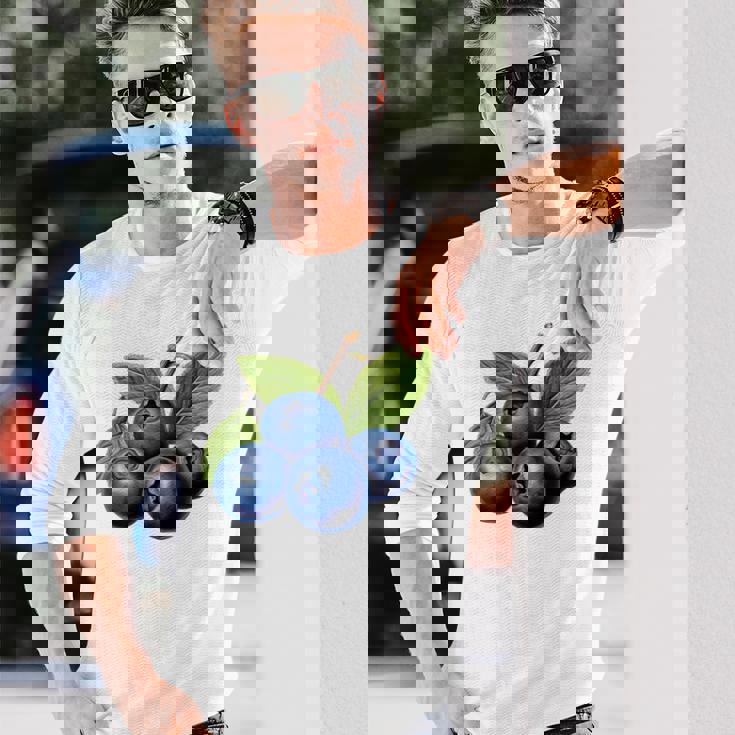 ブルーベリー愛好家のためのブルーベリーデザイン 長袖Tシャツ 彼への贈り物