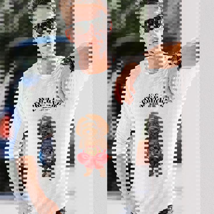 ボクシングチャンピオン プードル ドッグファイター 長袖Tシャツ 彼への贈り物