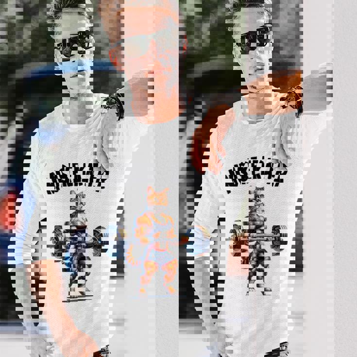 ボディービルダーのためのベアバーベルデザイン ボディービル 長袖Tシャツ 彼への贈り物