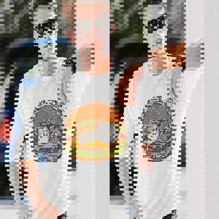 ボンレス犬とボンレス猫 ハンバーガー 長袖Tシャツ 彼への贈り物