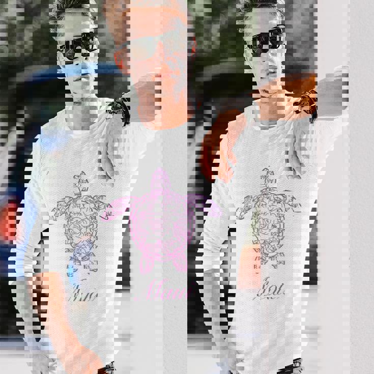 マウイ ウミガメ ハワイ Hi ハワイアン トライバル タートル ホヌ キュート 長袖Tシャツ 彼への贈り物