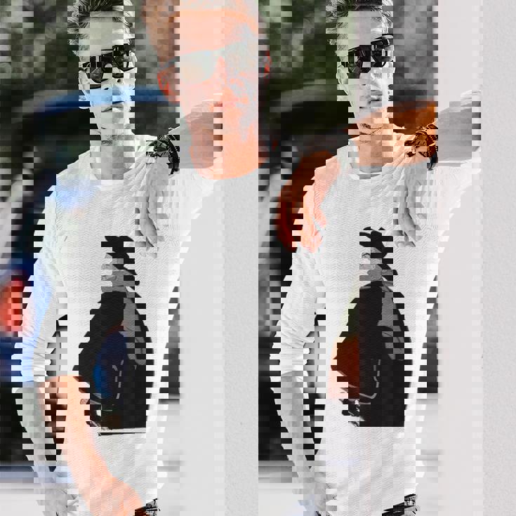 ミステリアスなクロークドクラシック紳士ヴィンテージノワールスタイル 長袖Tシャツ 彼への贈り物