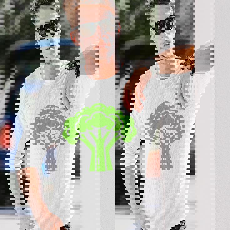 ミニマリスト かわいい ブロッコリー シンプルな野菜 ブロッコリー 長袖Tシャツ 彼への贈り物