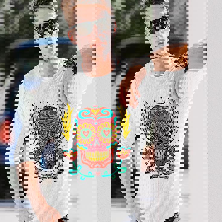 メキシカンホリデー カーニバル マスク カラフル スカル 長袖Tシャツ 彼への贈り物