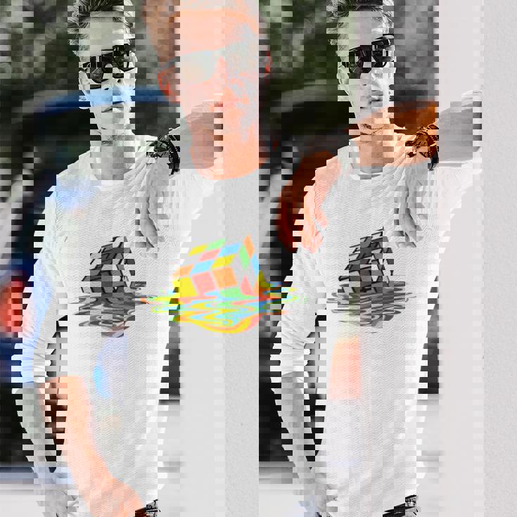 メルティング ルービックキューブ 長袖Tシャツ 彼への贈り物