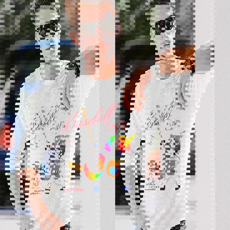 ユニコーン 野球 デコピン 長袖tシャツ 長袖Tシャツ 彼への贈り物