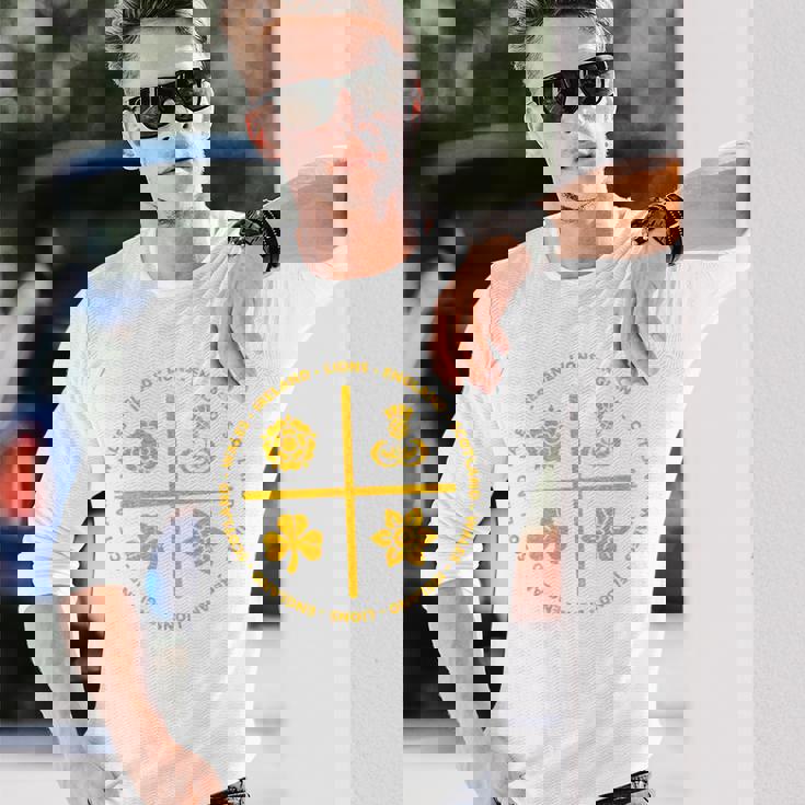 ラグビーライオンズ アイルランド イングランド ウェールズ スコットランド アイコン ゴールド 長袖Tシャツ 彼への贈り物