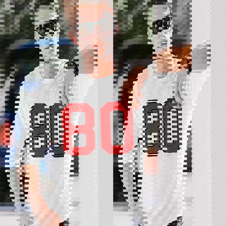 ラッキーナンバー80 クラシックカレッジアメリカン代表チームのファンプレイヤー 長袖Tシャツ 彼への贈り物