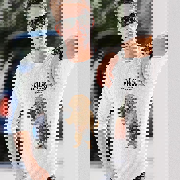 ラブラドールレトリバー 犬用筋肉トレーニング ダンベル付き 長袖Tシャツ 彼への贈り物