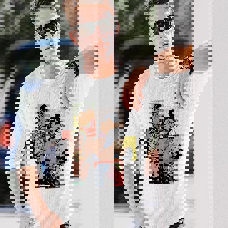 レトロコミックキス、コラージュ、ビンテージポップアートキスコミックスタイル 長袖tシャツ 長袖Tシャツ 彼への贈り物