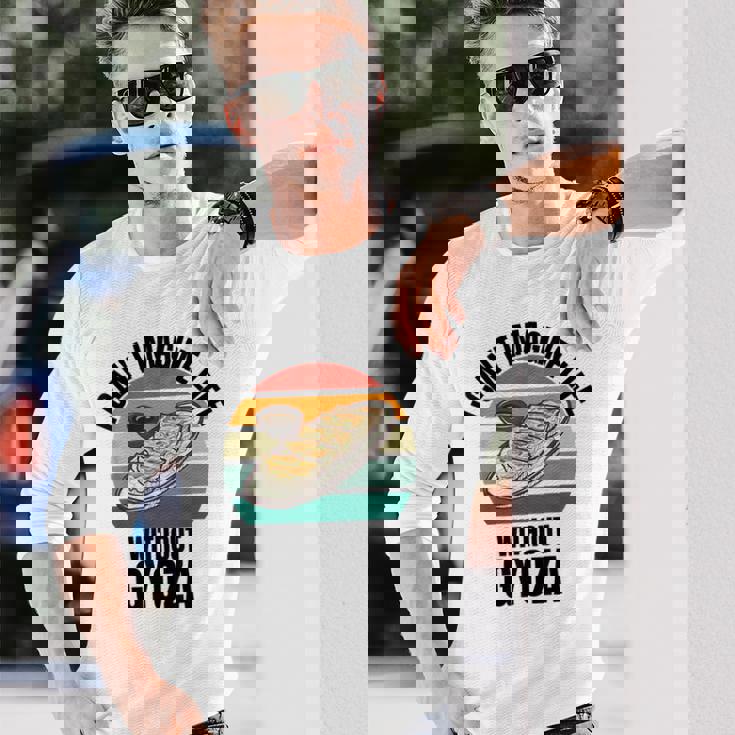 レトロ可愛い餃子 ギョーザなしでは人生は想像できない。 長袖Tシャツ 彼への贈り物