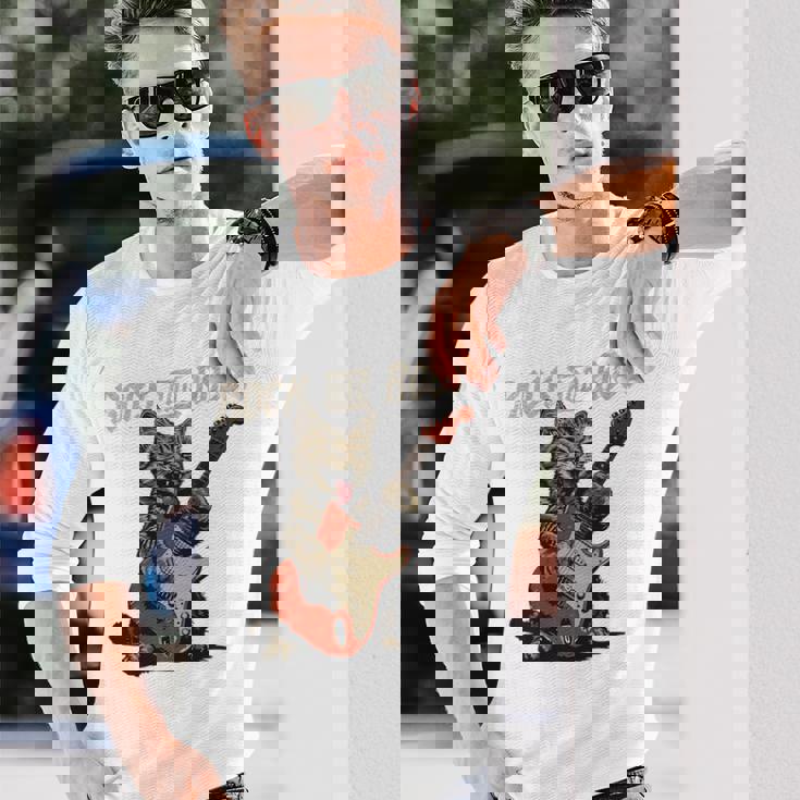 ロックンロール ギター 猫 ビンテージ Rock ギタリスト 猫 長袖tシャツ 長袖Tシャツ 彼への贈り物