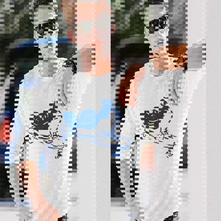 ロングボードライダーのためのミニマルアート。ボード上のマッドスキッパー。 長袖Tシャツ 彼への贈り物