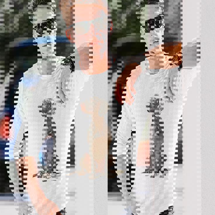 ワイマラナー 犬 グラフィック ペット イラスト ワイマラナー 長袖Tシャツ 彼への贈り物