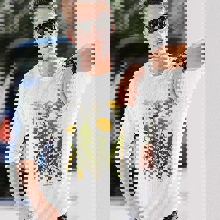 ヴィンテージ タンポポ チャート タンポポポ ボタニカル 長袖Tシャツ 彼への贈り物