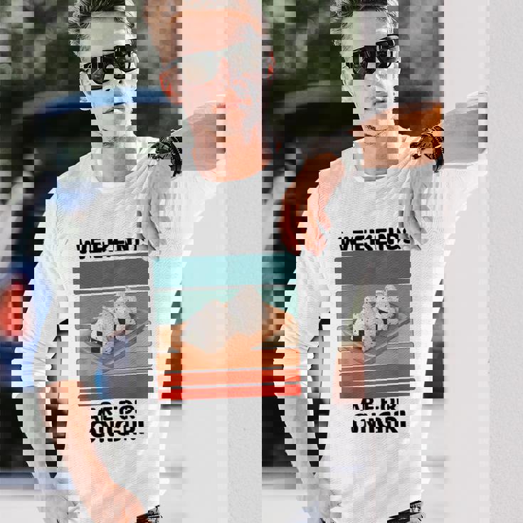 ヴィンテージおにぎりフードラバーウィークエンドはおにぎり好きの為 長袖Tシャツ 彼への贈り物