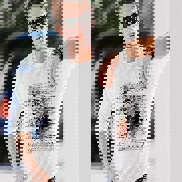 ヴォルフガング・アマデウス・モーツァルト 作曲家 ピアニスト モーツァルト 楽譜 長袖Tシャツ 彼への贈り物