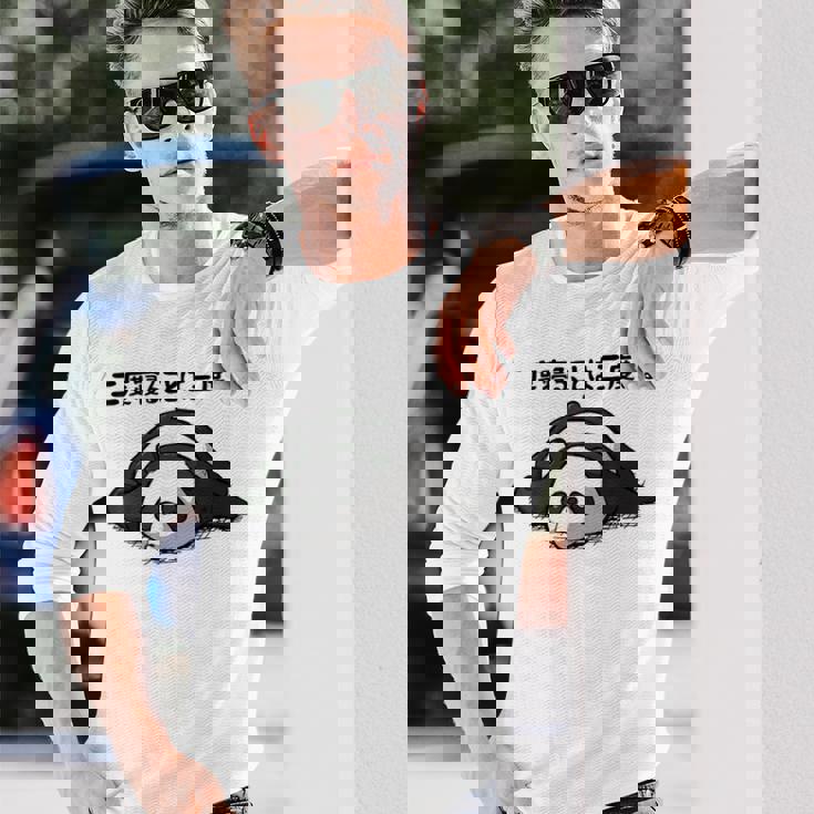 二度寝ることは三度ある ネタ ことわざ 言い間違いことわざ 慣用句 ジョーク ギャグ ダジャレ ツッコミ パンダ 長袖Tシャツ 彼への贈り物