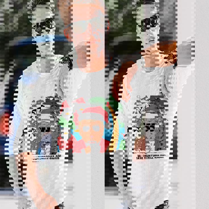 北極を再び暖かく 面白い トランプ ホットココアトロピック 長袖tシャツ 長袖Tシャツ 彼への贈り物