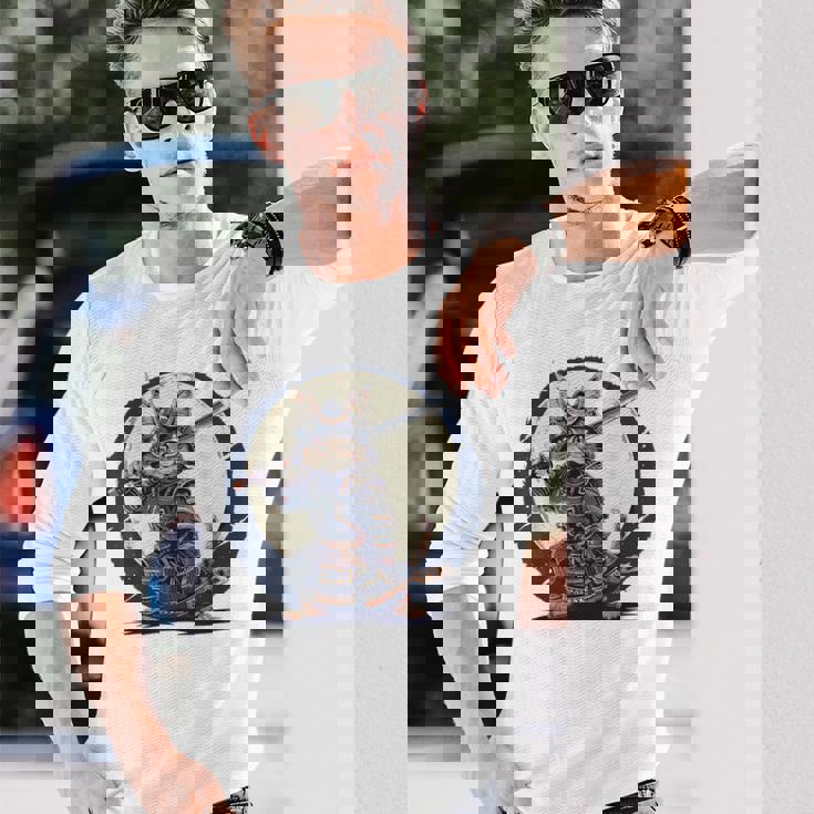 古代忍者猫 日本の子猫 刀猫 サムライキャット 長袖Tシャツ 彼への贈り物