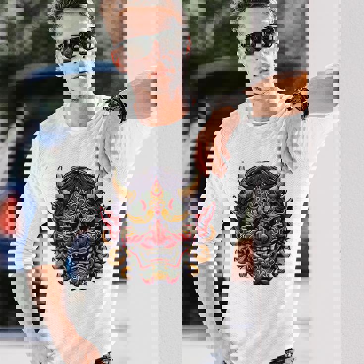 妖怪はにゃおにマスク 日本の悪魔 鬼鬼 鬼 鬼 おにマスク 長袖Tシャツ 彼への贈り物