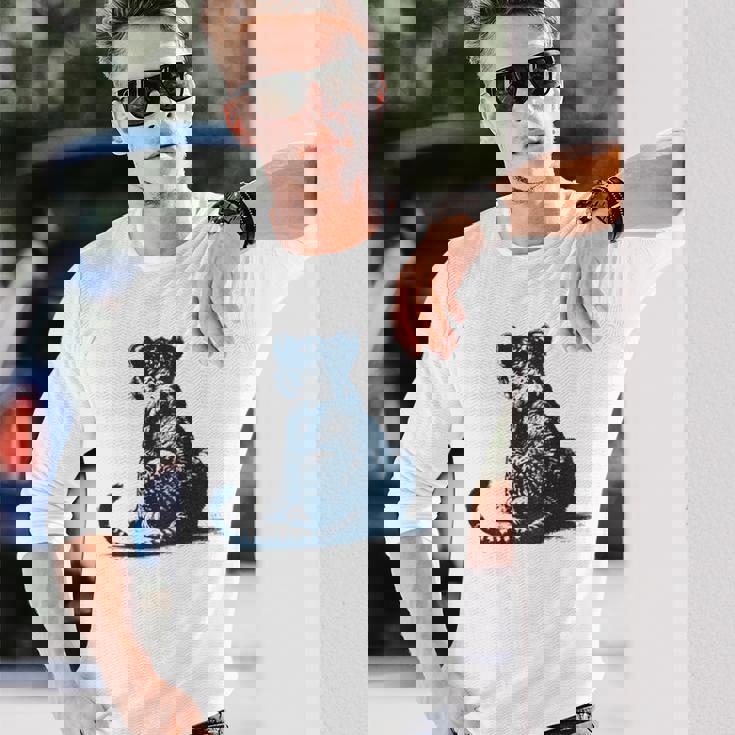 子ライオン – 子ライオンの後姿 長袖Tシャツ 彼への贈り物