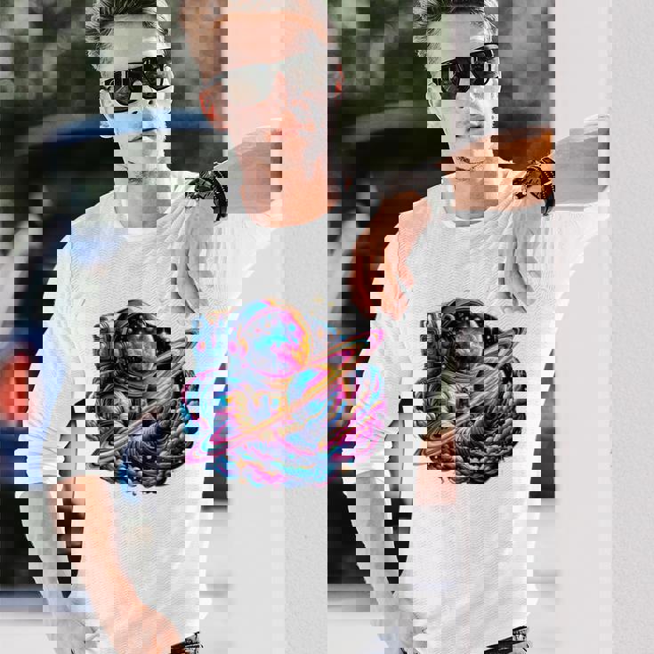 宇宙飛行士 惑星 科学 メンズ 宇宙 アート 宇宙飛行士 長袖tシャツ 長袖Tシャツ 彼への贈り物