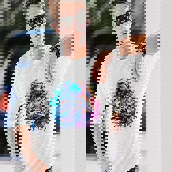 宇宙飛行士宇宙ギフト 科学ギフト 面白い宇宙ゲーマー 長袖Tシャツ 彼への贈り物