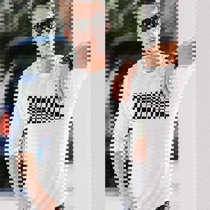 市松模様 チェッカーボード チェック カーレース フラッグパターン 長袖Tシャツ 彼への贈り物