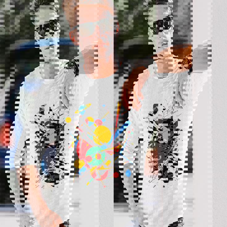 幾何学 抽象 カラフル アート グラフィック 幾何学模様 長袖Tシャツ 彼への贈り物