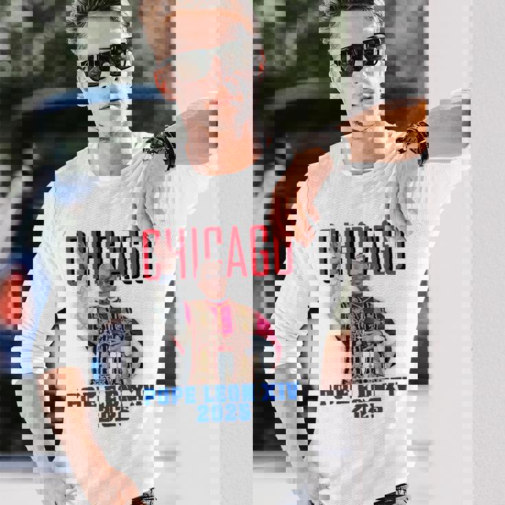 教皇レオンxiv 2025 – シカゴ初のアメリカ教皇デザイン 長袖Tシャツ 彼への贈り物