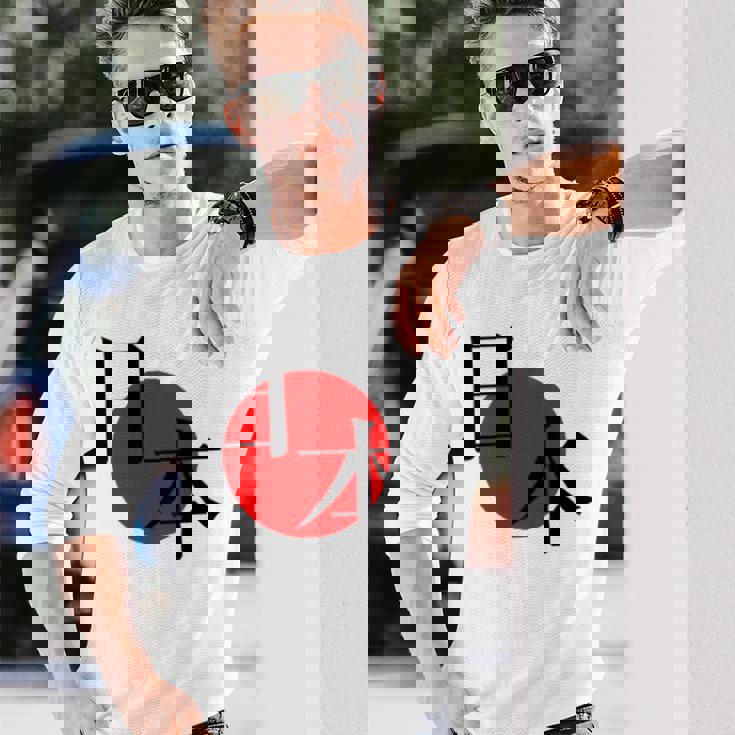 日の丸日本 国旗 ワンポイント 長袖Tシャツ 彼への贈り物