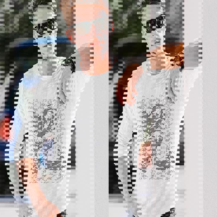 日本 侍 武士 上杉謙信 漢詩 九月十三夜 漢字 毘沙門天 旗印 バックプリント 長袖Tシャツ 彼への贈り物