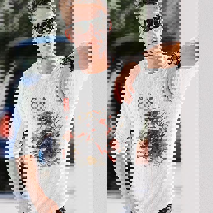 日本アート うさぎ 忍者 浮世絵 アニメスタイル サムライラビット 長袖Tシャツ 彼への贈り物