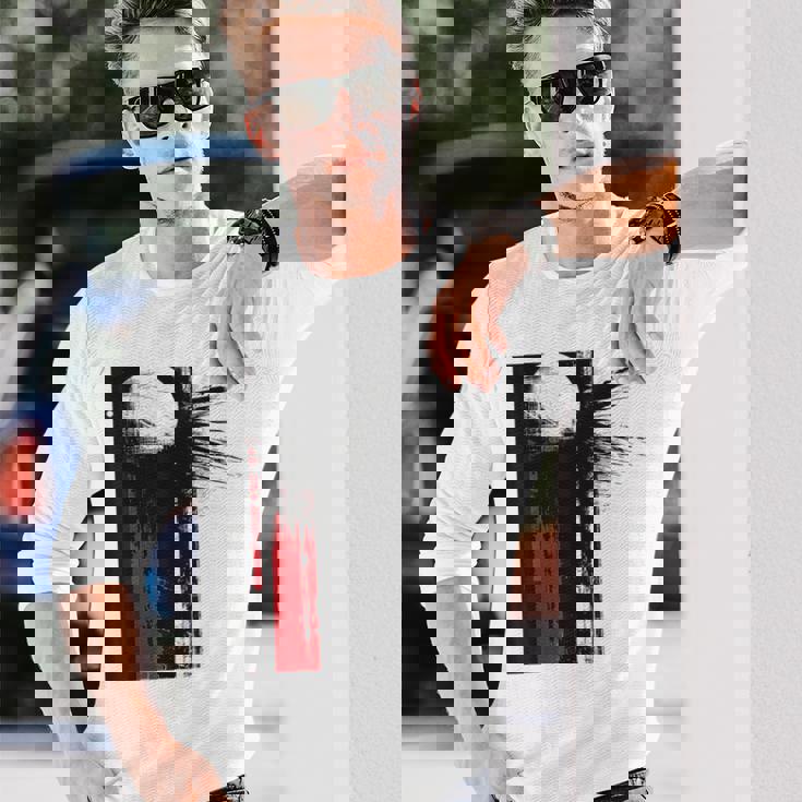 月 抽象 モチーフ 描画 アートワーク 絵画 月 長袖Tシャツ 彼への贈り物