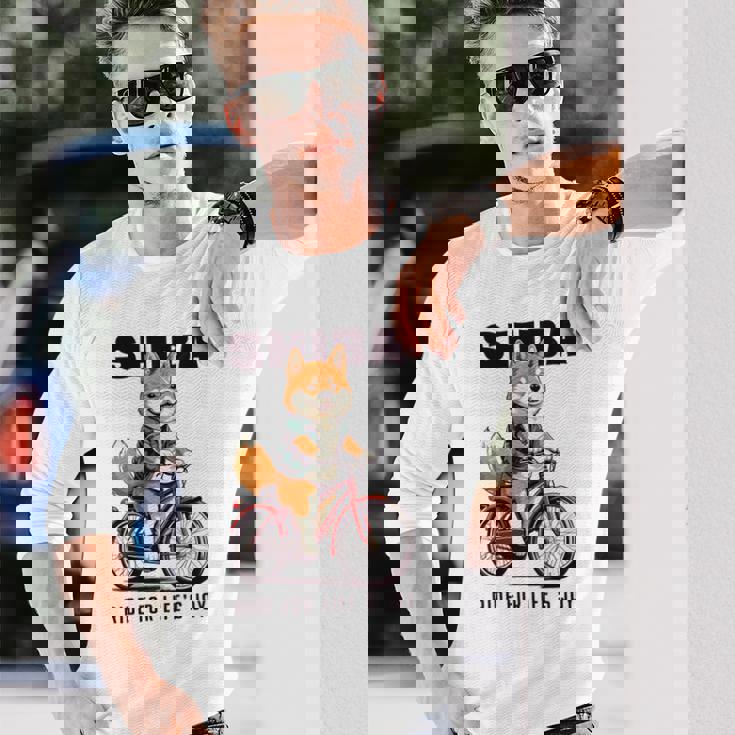 柴犬 いぬ イラスト 柴犬好き 犬好き 自転車 かわいい おもしろ レトロ Ride For Life's Joy 長袖tシャツ 長袖Tシャツ 彼への贈り物