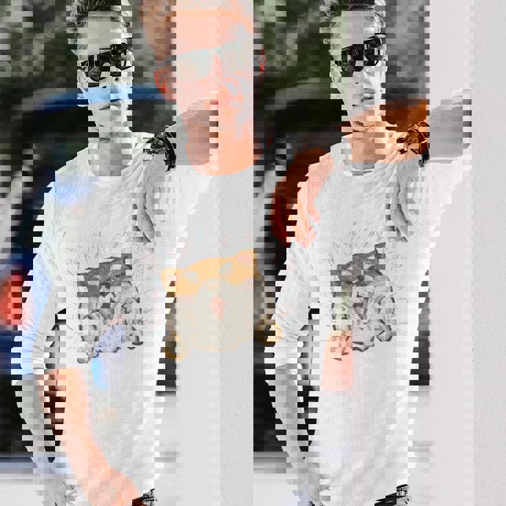 柴犬 かわいい いぬ 子犬 ペット おもしろ 動物 アート イラスト 長袖tシャツ 長袖Tシャツ 彼への贈り物