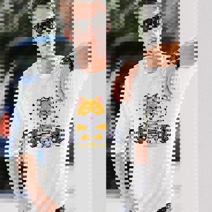 柴犬 イヌ 面白いtシャツ 犬 筋トレ 文字入り メンズ おもしろ 面白い 服 おもしろグッズ 文字 長袖Tシャツ 彼への贈り物