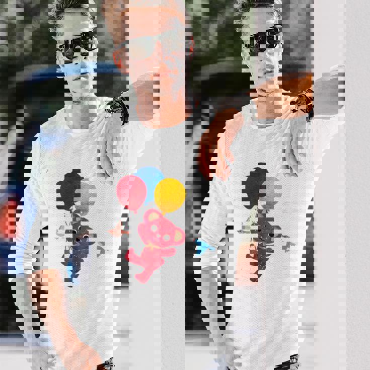 森のぬいぐるみラズ ぷかぷか風船 長袖Tシャツ 彼への贈り物