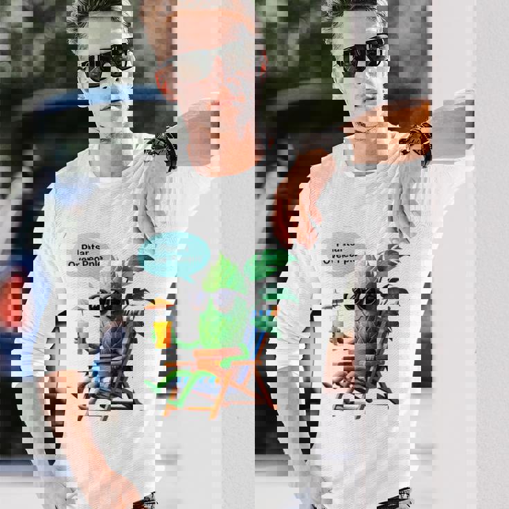 植物より人間 長袖tシャツ 長袖Tシャツ 彼への贈り物